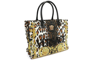 Versace Medusa Logo Barocco Leopard Tote - Very Good - NFC/QR Auth Tag