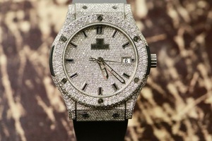 HUBLOT Classic Fusion 46mm Titanium Diamond Watch Automatic 1166706 Iced Out