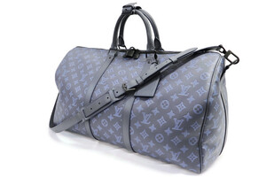 LOUIS VUITTON - Shadow Monogram Navy Blue KEEPALL Bandoulière 50 Duffle - M45731