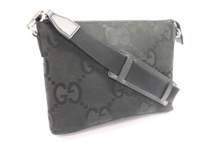 GUCCI Jumbo GG Black Canvas Shoulder Bag 739668 w/ Strap