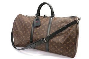 LOUIS VUITTON Keepall Bandoulière 55 Monogram Black Trim Silver HW - Excellent