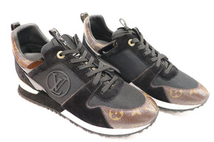 LOUIS VUITTON Run Away Monogram Sneakers Black Suede & Mesh - Fits 9 - 9.5 US 