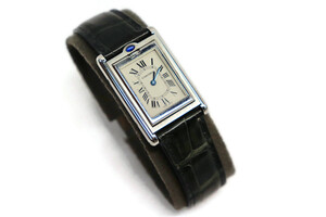CARTIER - Tank Basculante - 2405 Quartz Mens Watch Rotating Case w/Leather Strap