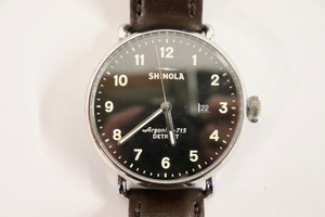SHINOLA - The CANFIELD Mens Steel / Leather 43mm Quartz Watch