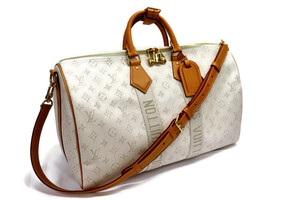 LOUIS VUITTON Keepall Bandoulière 45 Herblay Off White M14838 Unused LV Bag