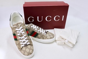 GUCCI Ace GG Supreme Web Stripe Sneakers EU 40 Unworn w/ Box Dust Bags