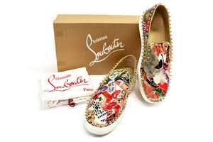 Christian Louboutin Pik Boat Trash Patent Spike Slip-On 41.5 w/ Box Red Bottoms