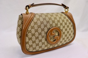 GUCCI Blondie Medium GG Supreme Handbag Leather Trim 498879