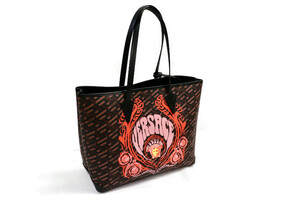 VERSACE La Greca Medusa Music Tote w/ Pouch Black Pink Large Bag Italy