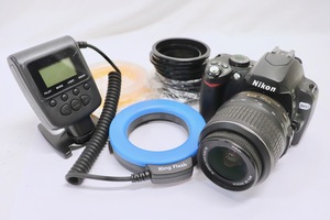 NIKON D60 DSLR Camera 18-55mm VR Lens Ring Flash Kit Tested Works