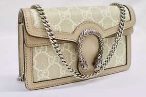 GUCCI Dionysus Super Mini GG Supreme Crossbody Chain Bag Silver HW