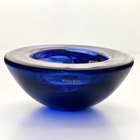 Kosta Boda Sweden ATOLL Cobalt Blue Swirl Crystal Bowl 7in
