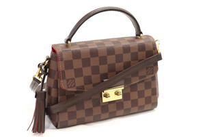 LOUIS VUITTON Croisette Damier Ebene Crossbody Bag Gold HW w/Dust Bag