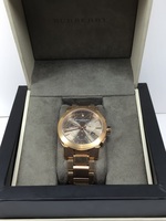  Burberry The City Rose Gold-Tone Chronograph Mens Watch BU9353 with Box