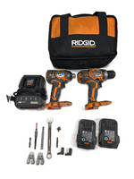 Ridgid R86008 Drill & R86034 Impact Driver 2 Batteries And Charger accessories 