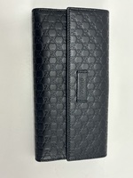 Gucci Wallet Color Black Micro Shima Double Hook Leather