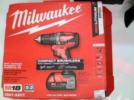 MILWAUKEE M18" COMPACT BRUSHLESS 1/2" DRILL/DRIVER KIT  20801-22CT