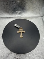  10K Yellow Gold Ankh Cross Charm Pendant – Stone Accents – 6.10 Grams