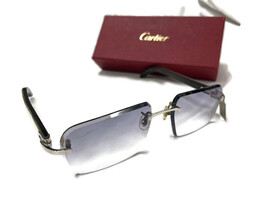 Cartier Frames CT00460002 Silver C Decor Grey/White Buffalo Horn 