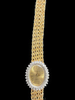 Geneva 14k Diamond Oval Watch