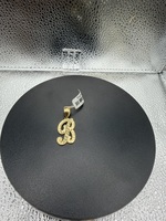  10K Yellow Gold Letter “B” Initial Pendant Charm – Script Design – 2.5 Grams