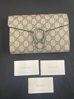 Gucci Dionysus Gg Supreme Canvas Wallet On Chain Women's Brown 401231