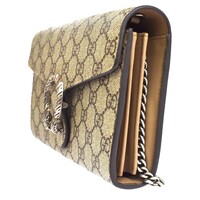 Gucci Dionysus Gg Supreme Canvas Wallet On Chain Women's Brown 401231