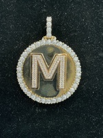  10K Yellow Gold Diamond M Charm 