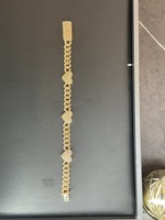  Yellow Gold Cuban Link Heart Bracelet 