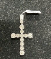   10k White Gold Diamond Cross Charm 