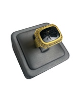  18K Black Insect Engraved Black Stone Yellow Gold Ring 