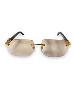 CARTIER - Silver & White Buffalo Horn Rimless Sunglasses w/Light Brown Lenses