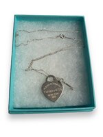 TIFFANY & CO Heart Tag With Key Pendant Necklace