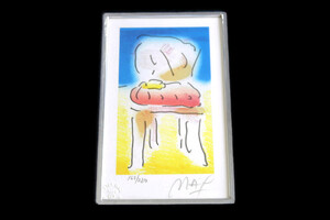 Peter Max Signed Old Chair Framed Painting Limited Edition Embossed No. 168/280
