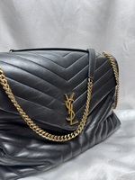 YSL Saint Laurent Medium Loulou Matelassé Leather Shoulder Bag Black