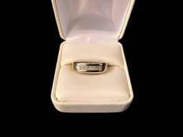 14k WG Princess Cut Diamond Band Mans Ring