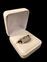 14k Princess Cut Diamond Design Band Mans Ring