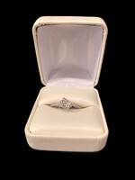 14k WG Two Diamond Design Women's Engagement Ring