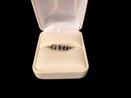 10k YG Marquise Sapphire Diamond Ladies Band Ring