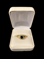 10k YG Emerald Cut Emerald Stone Ladies Ring