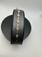  Gold Tri Tone Flower Bracelet