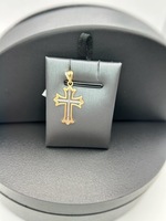  Two tone gold diamond cut cross