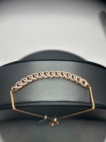 Rose gold circle link bracelet adjustable with dimonds