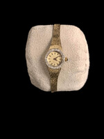 Geneve 14k Gold Watch With Diamond Bezel