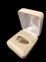 14k Two Toned Diamond Band Mans Ring