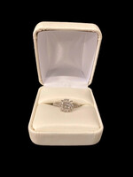 10k WG Halo Style Princess & Round Cut Diamond Ring