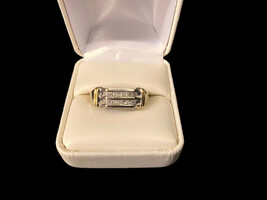 14k Two Toned Princess Cut Diamond Band Mans Ring