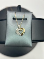  yellow gold thin link chain with diamond heart 