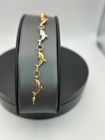  Gold tri tone dolphin link Bracelet 