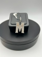 Two tone gold "M'  charm with diamonds 